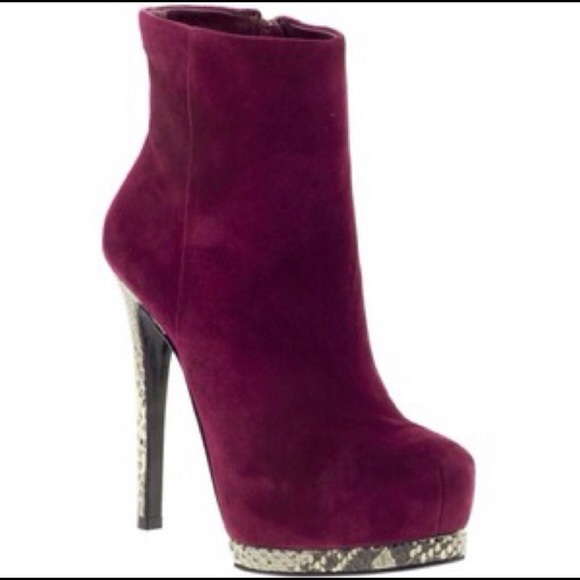 Pour La Victoire heeled platforms suede wine ankle booties Sz 7.5 - Picture 1 of 6